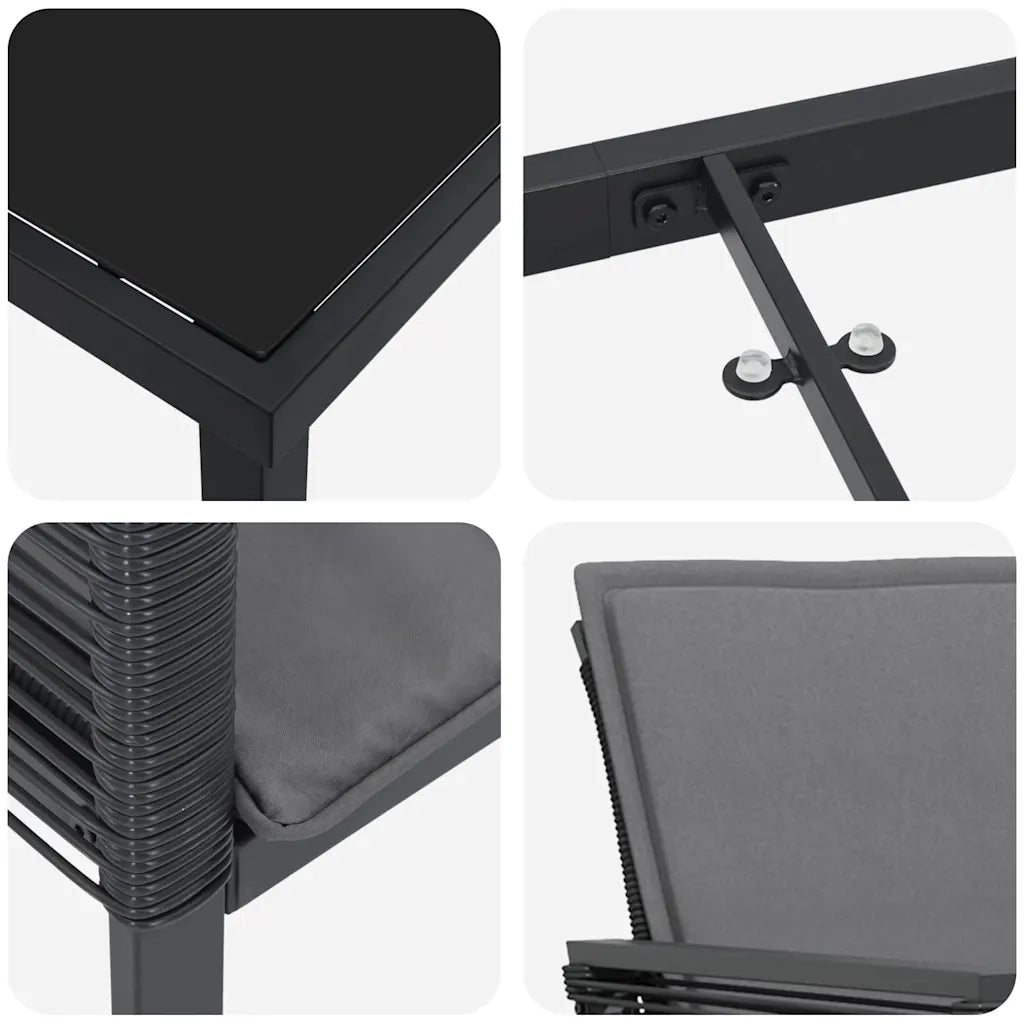 Set da Pranzo per Giardino 5 pcs Nero 3379319