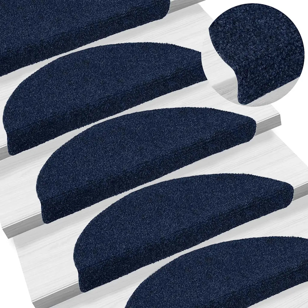Tappetini per scale autoadesivi 30 pz 56x17x3 cm blu navy semicircolari 3365689