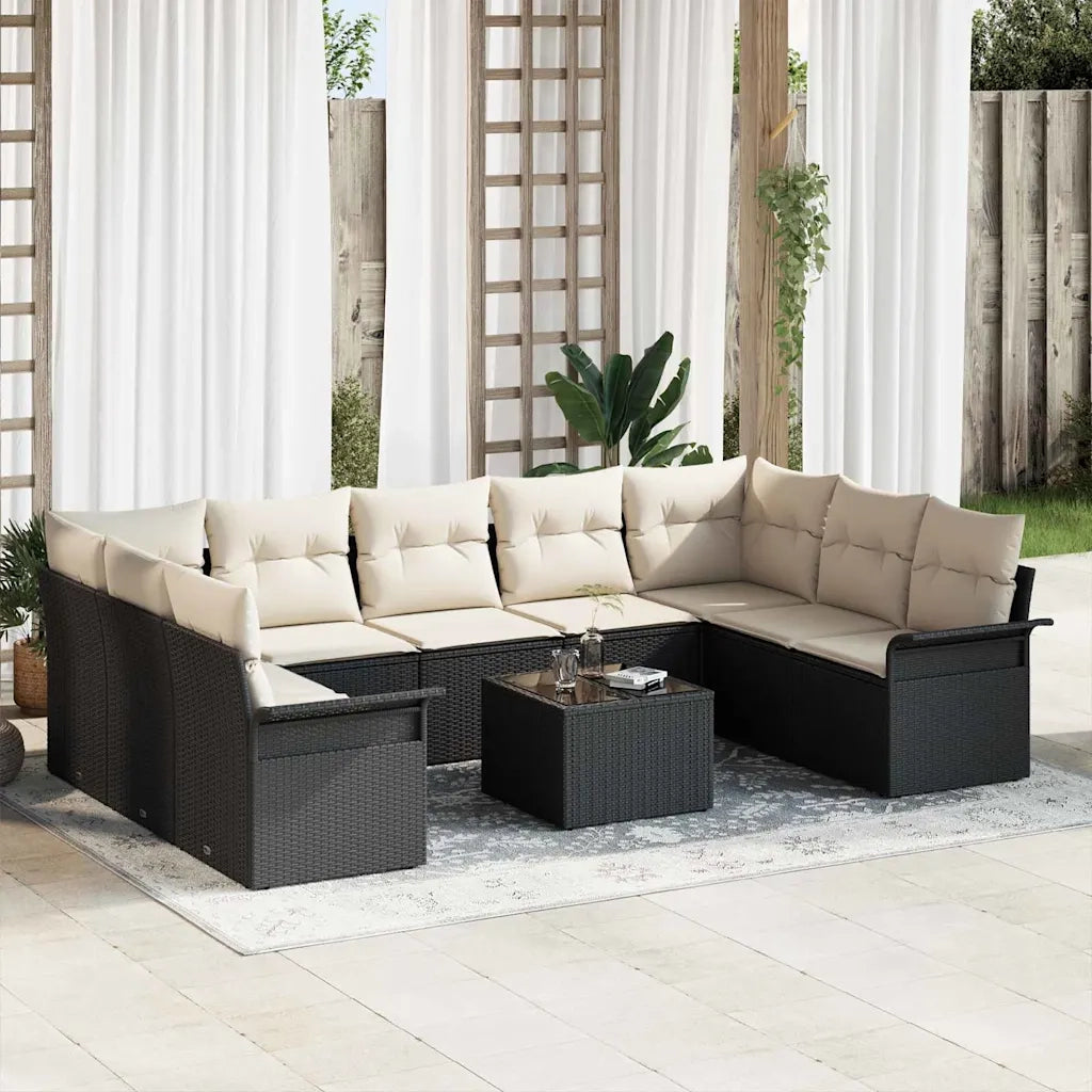 Set Divano da Giardino 10 pcs Marrone polyrattan