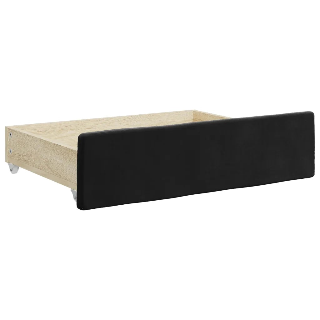 Divano Letto Estraibile con Cassetti Nero 80x200 cm in Velluto 3197132