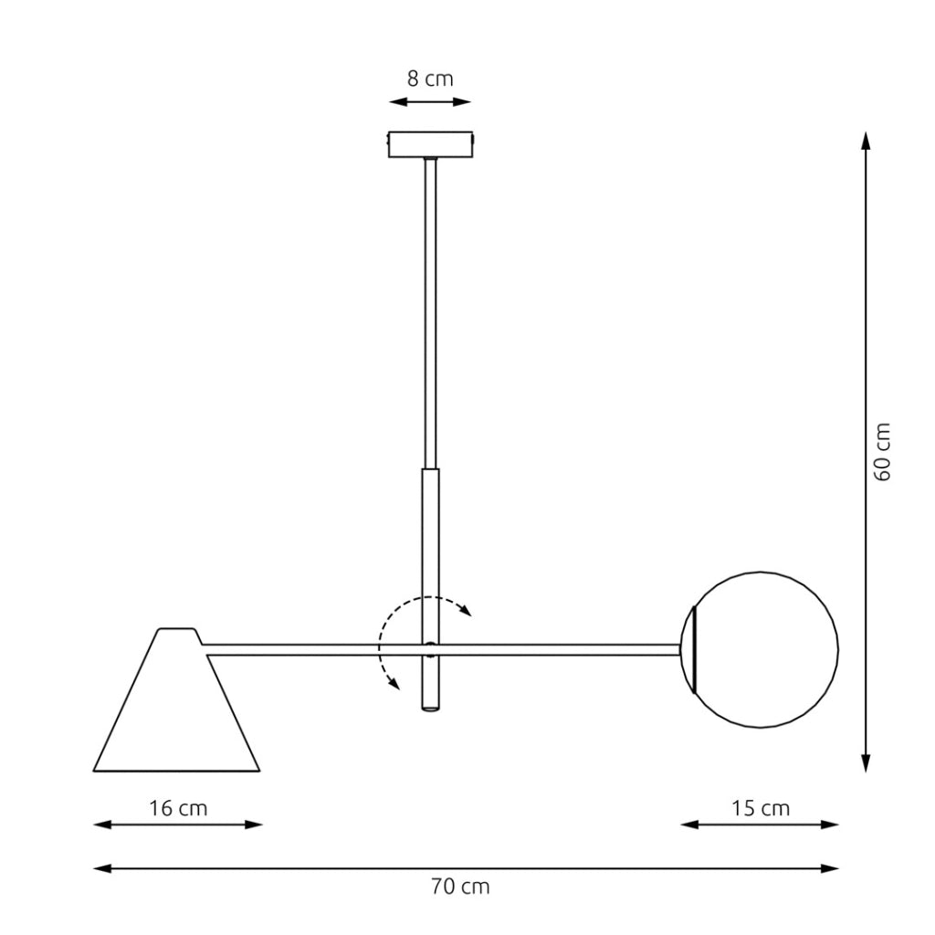 Lampada a sospensione Emibig Hermes nera 2xE14 sfera vetro