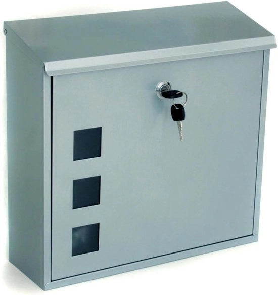 Postino Gegalvaniseato Resistente all'Uso Esterno - 37x36x11cm - Zinco - Argento