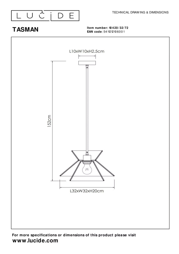 Lampada a sospensione boho TASMAN legno chiaro E27 60W Lucide