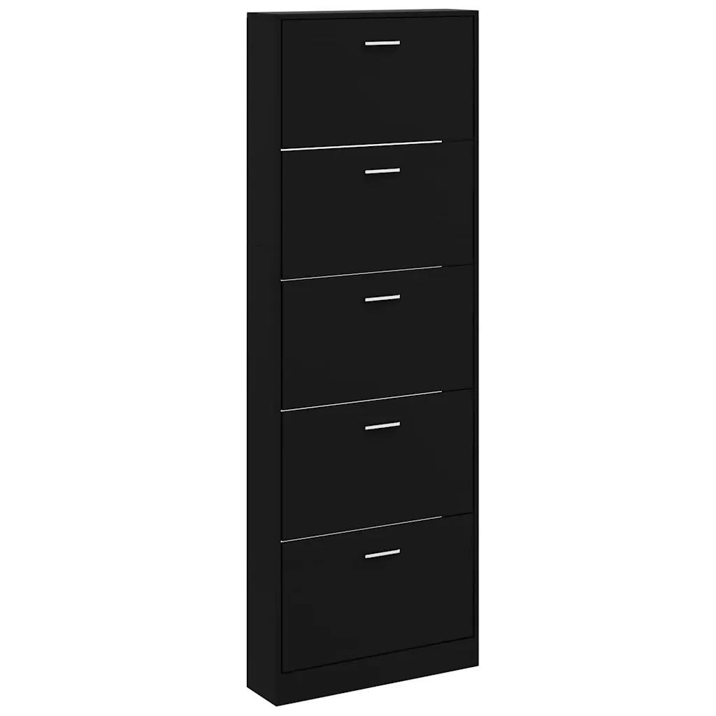 Scarpiera-Scaffale per scarpe Nera 59x17x169 cm in Legno Multistrato