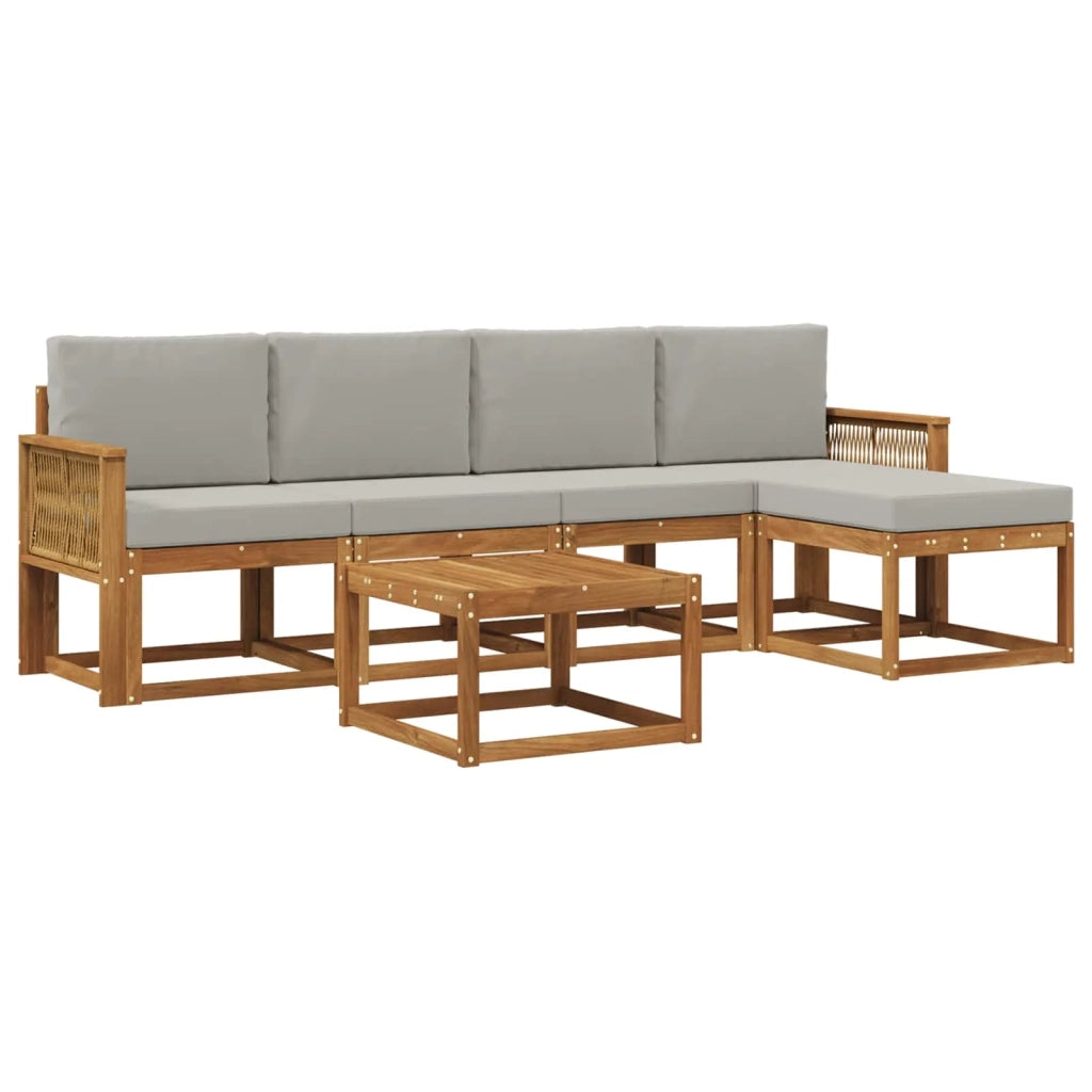 Set di divani da esterno 6 pz Naturale e Grigio Chiaro 3385157