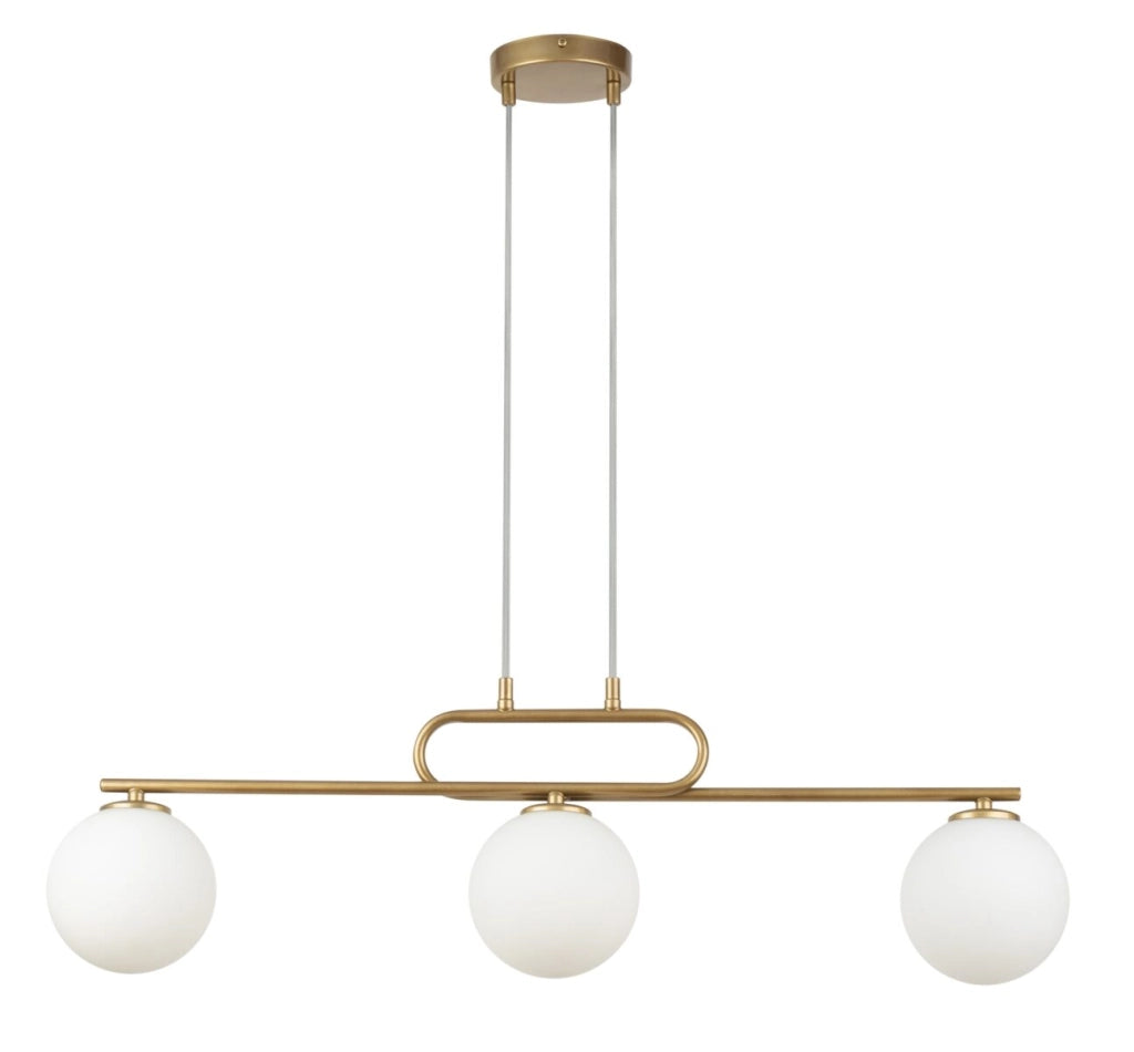 Lampada a sospensione Tes Sigma oro 3 sfere vetro G9
