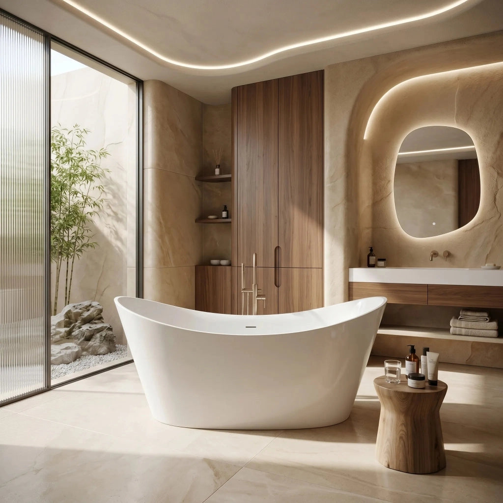 Vasca Bagno Da Terra Rea Ferrano 150 Copritappo bianco
