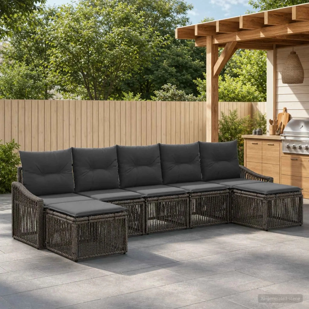 Set Divano da Giardino 7 pz Grigio polyrattan 3436091