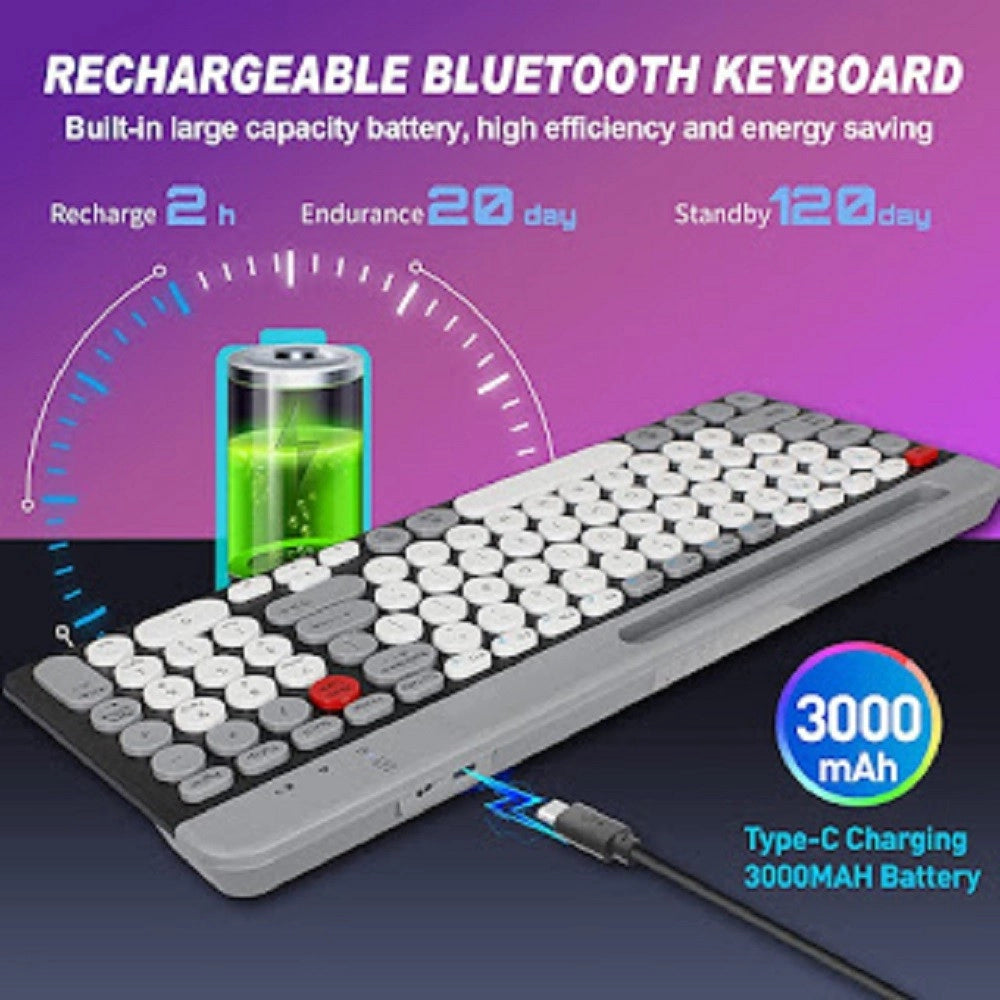 Trade Shop - Tastiera Wireless Bluetooth Dual Modes Layout Compatto Ultra Silenzioso Qk8066 -