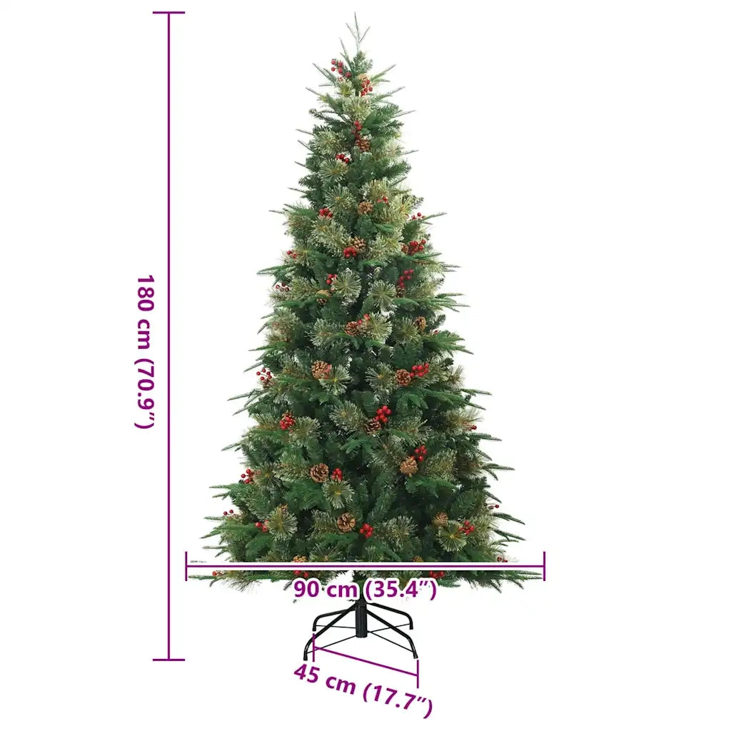 Albero di Natale Artificiale con Rami Pieghevoli Verde 180 cm 42019303