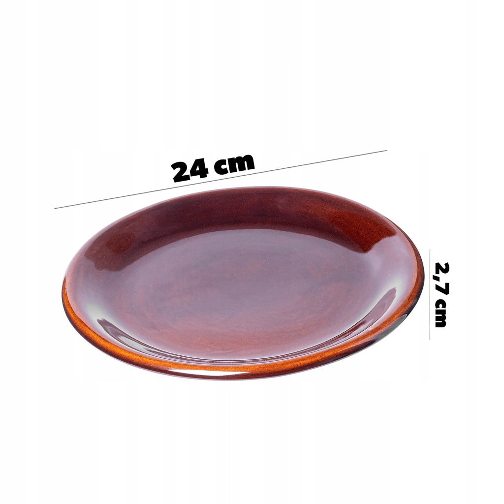 Piatto piano KADAX 24 cm in ceramica, gres, grande, marrone