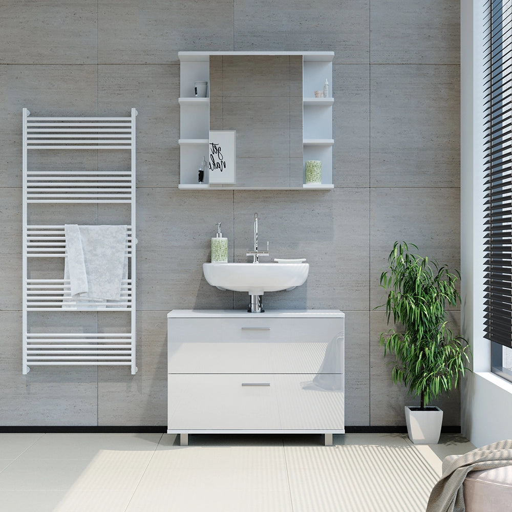 Vicco Set di mobili da bagno Bianco lucido 2 parti, base 80 cm
