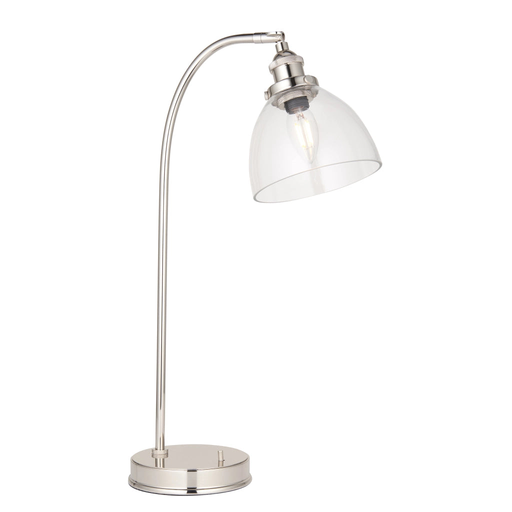 Lampada da tavolo industriale nichel vetro E14 Endon