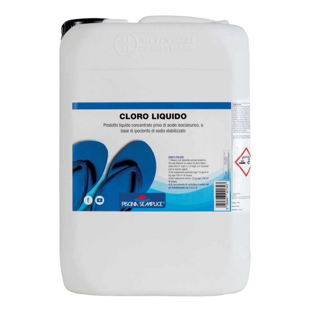 CLORO LIQUIDO PER PISCINE 12 Kg Piscina Semplice