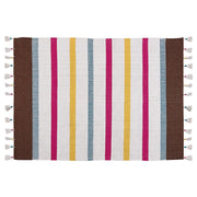 Tappeto strisce multicolore cotone 160 x 230 cm rettangolare tessuto a mano