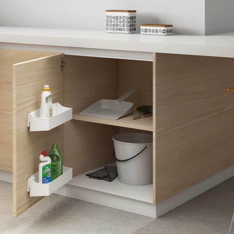 Set di piatti circolari da cucina Shelvo, per modulo da 800 mm, Tecnoplastica e Alluminio, Bianca