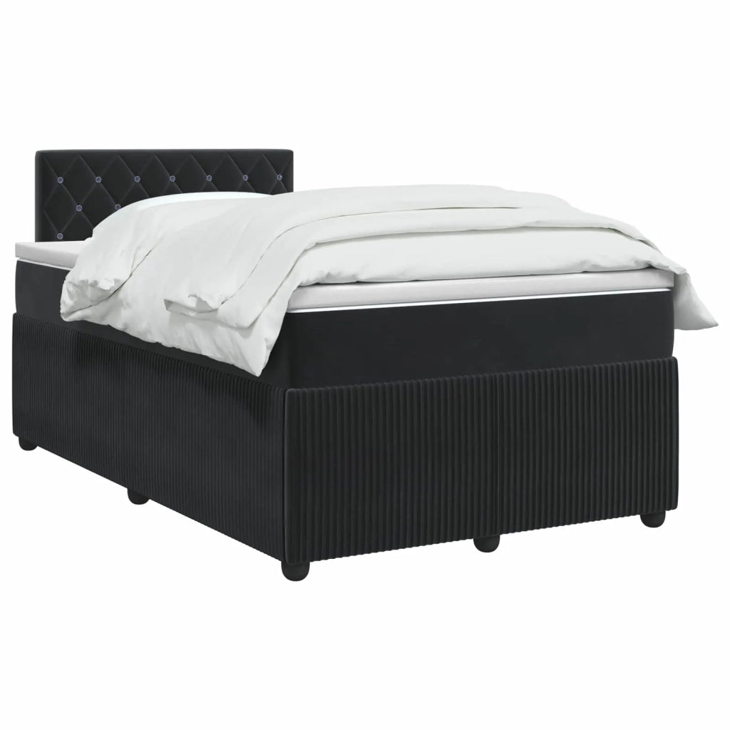 Letto box spring con materasso Nero 120 x 190 cm Velluto 3453097