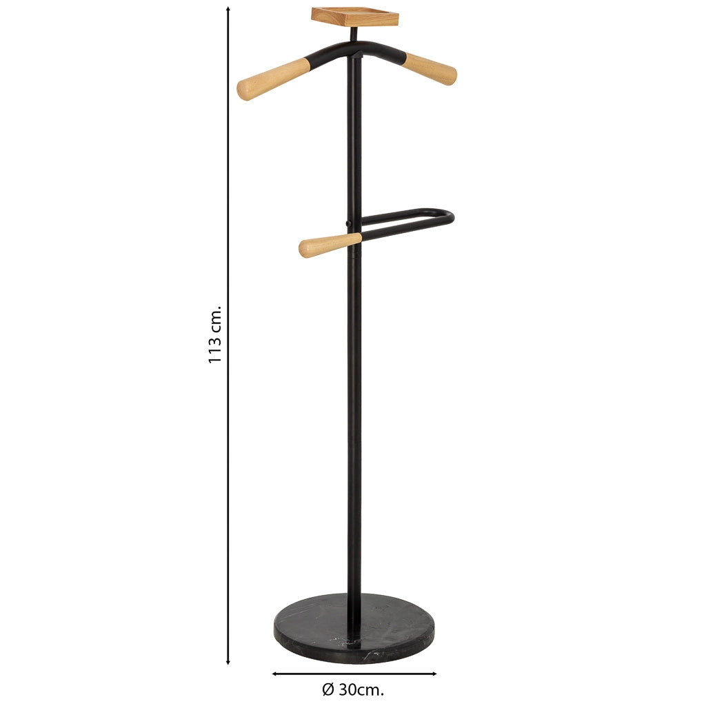 Perchero de metal y madera negro 120h cm
