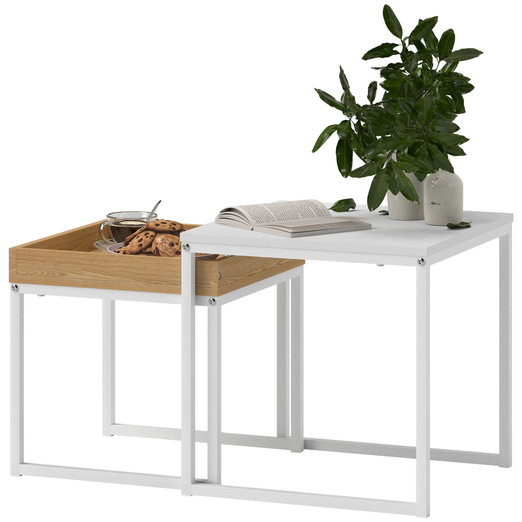 Tavolino da caff¨¨ nido 2 pezzi ¨C Minimal ¨C bianco e rovere