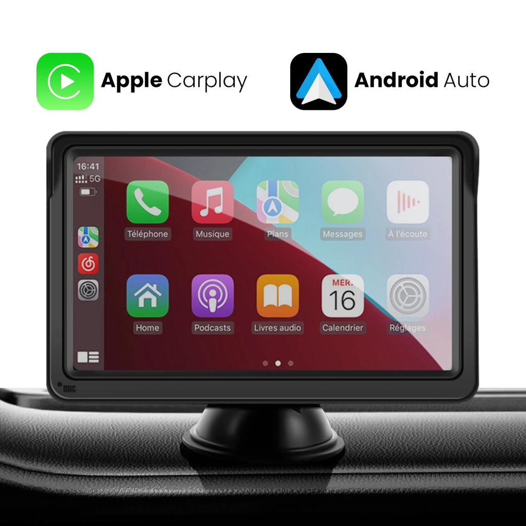 Schermo 7" CarPlay Bluetooth Parabrezza con Retrocamera Nero Avizar