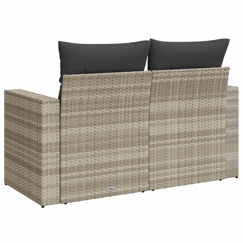 Divano da Giardino con Cuscini 2 Posti Grigio Chiaro Polyrattan 366195