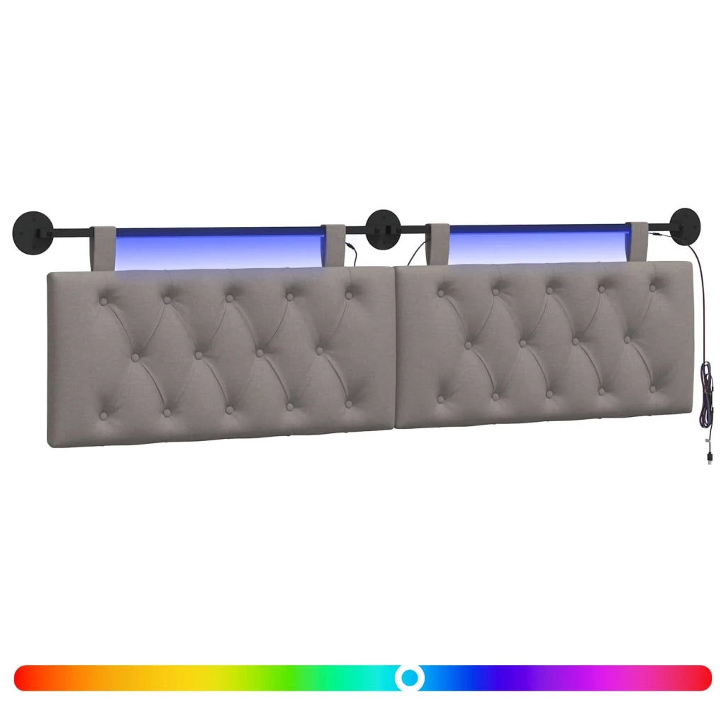 Testiera sospesa Con luce LED Tortora Tessuto 3424687