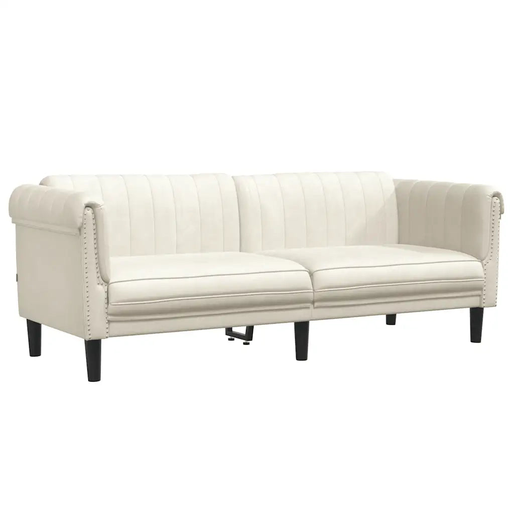 Divano a 3 Posti-Sofa 3 Posti Crema in Velluto