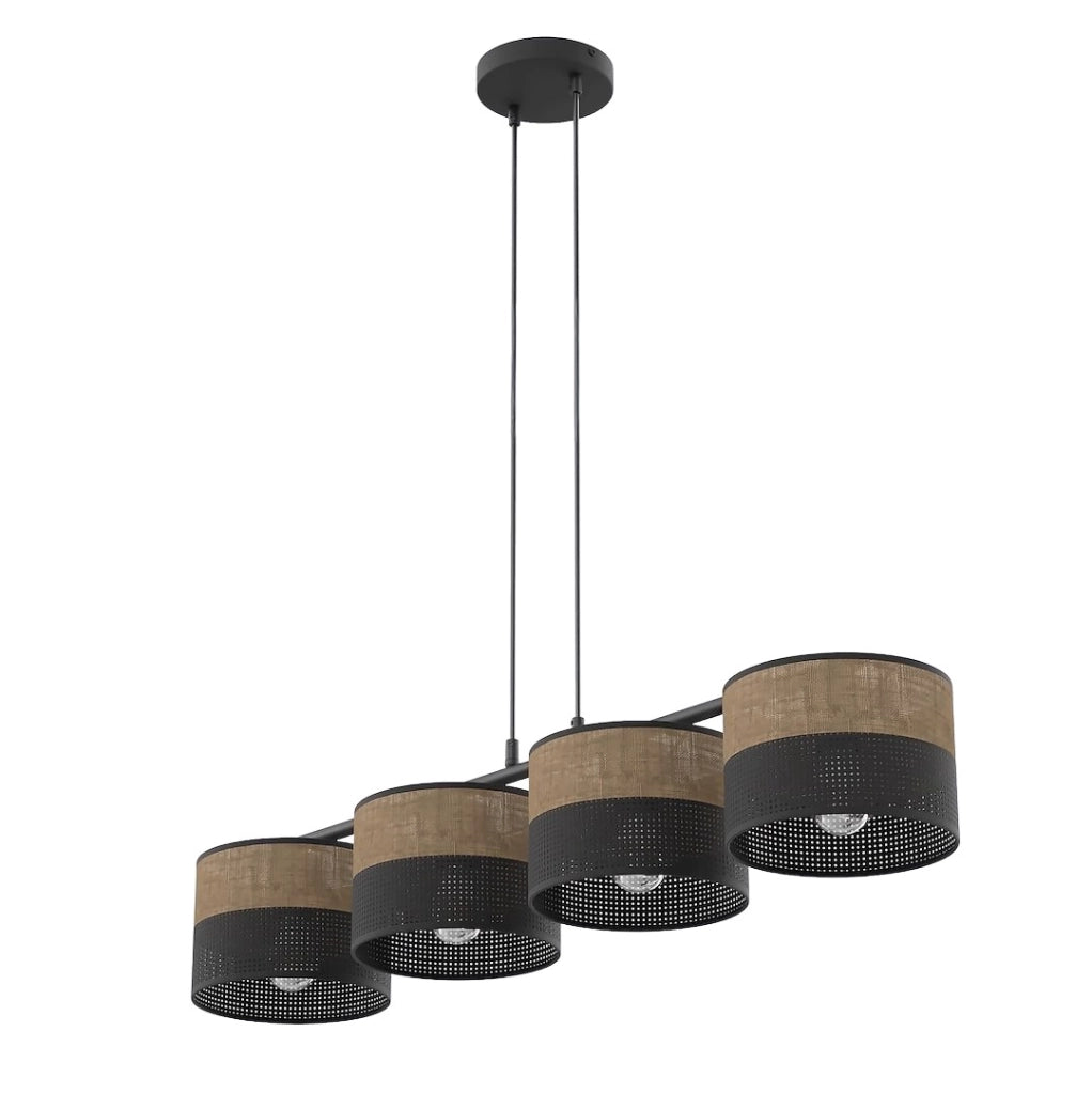 Lampada sospesa rotonda KARBON 4xE27 nero marrone Emibig