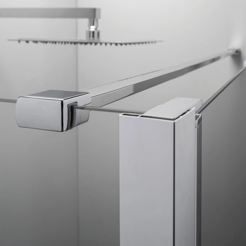 Box Doccia Angolare 80x70 Cm Apertura Saloon con Lato Fisso Trasparente