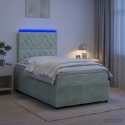 Letto Box Spring LED con Materasso Grigio Chiaro 120 x 190 cm 3456023