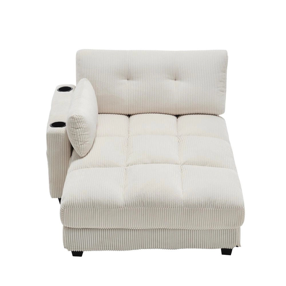 Poltrona palma - Xylo - cuscini rigati con portaoggetti beige
