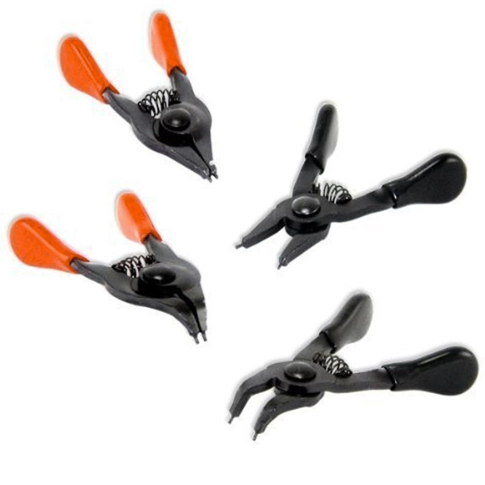Trade Shop - Set 4 Mini Pinze Pinza Per Anelli Elastici Oring Punta Curva Dritta Ring -