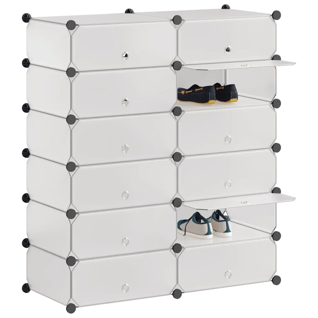 Scarpiera Modulare a 12 Scomparti-Scaffale per scarpe Bianca