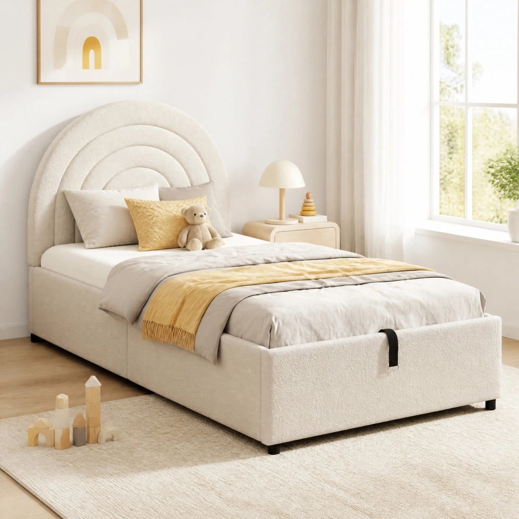 LETTO Contenitore 90x200 cm Bouclé Beige
