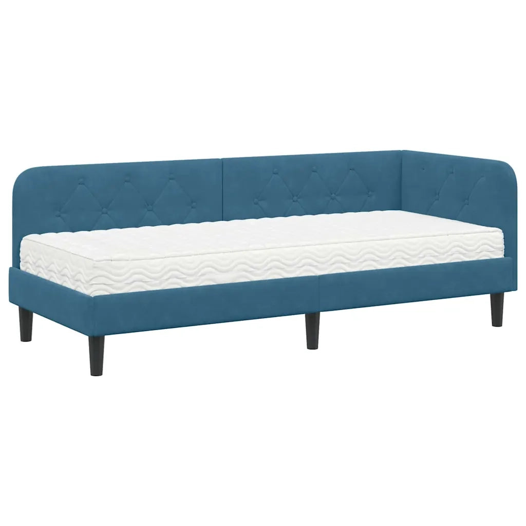 Cornice del letto ad angolo Blu 80 x 200 cm Velluto