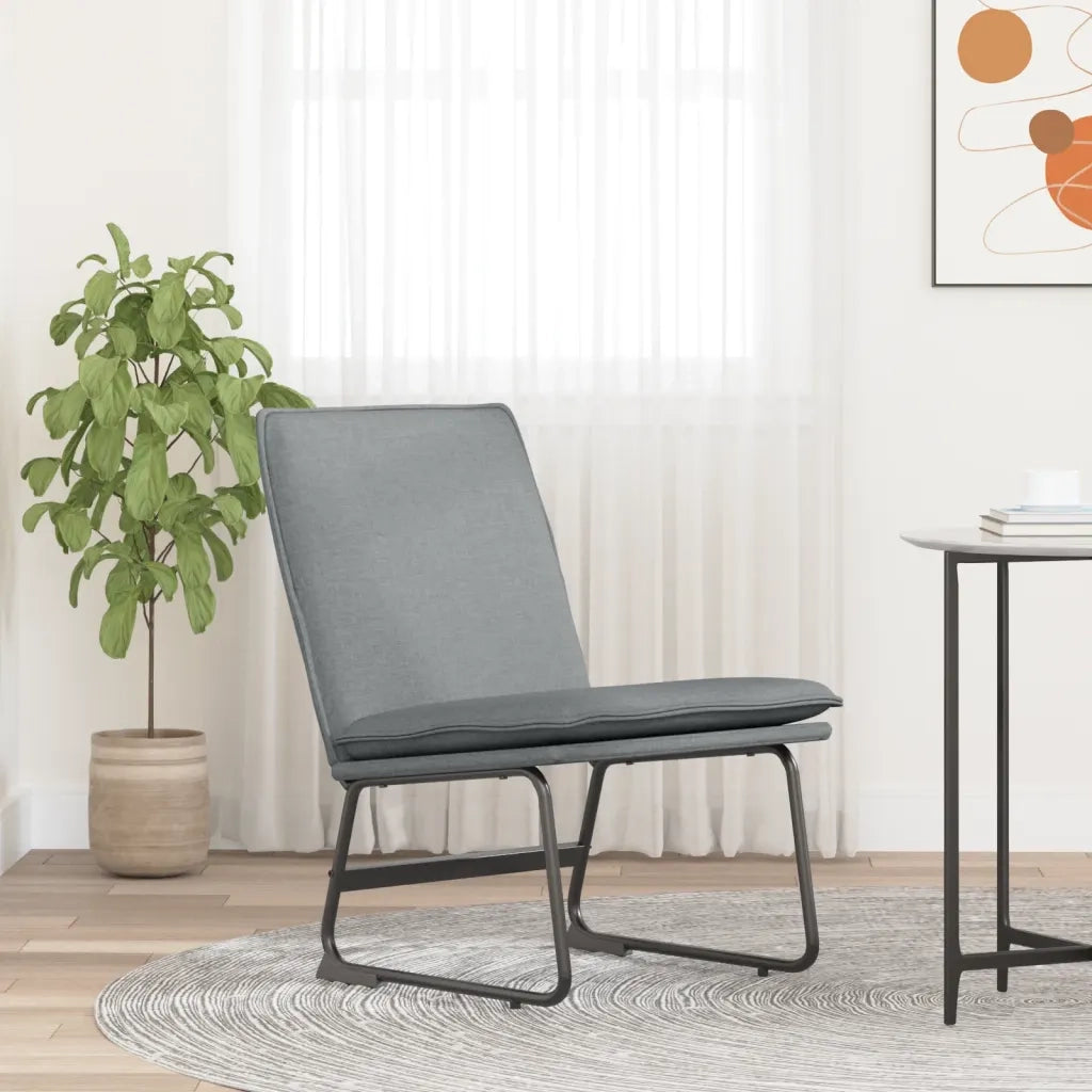 Poltrona | Sedia Lounge Grigio Chiaro 52x75x76 cm in Tessuto