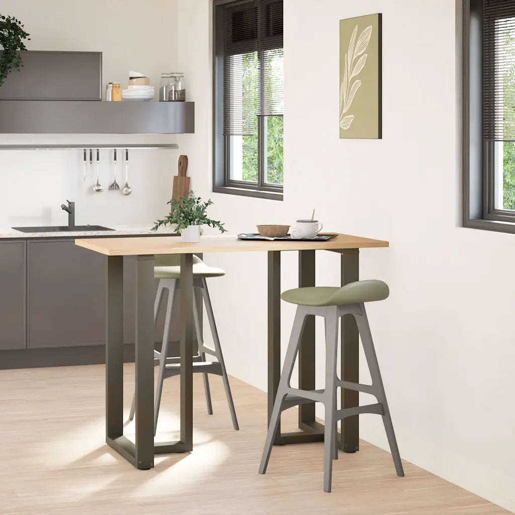 Gambe per tavolo da bar a forma di T 2 pz | Piede del tavolo nere 60x35x(100-101) cm in acciaio