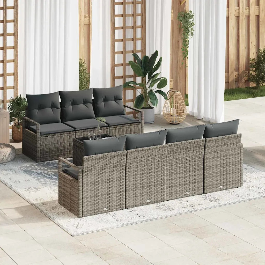 Set di divani 8 pcs Grigio polyrattan