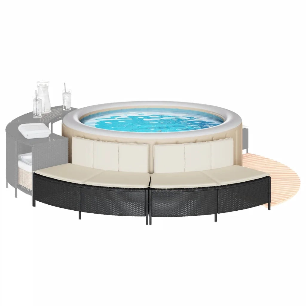 Panche Vasca Idromassaggio con Cuscini 2pz in Polyrattan Nero 365618