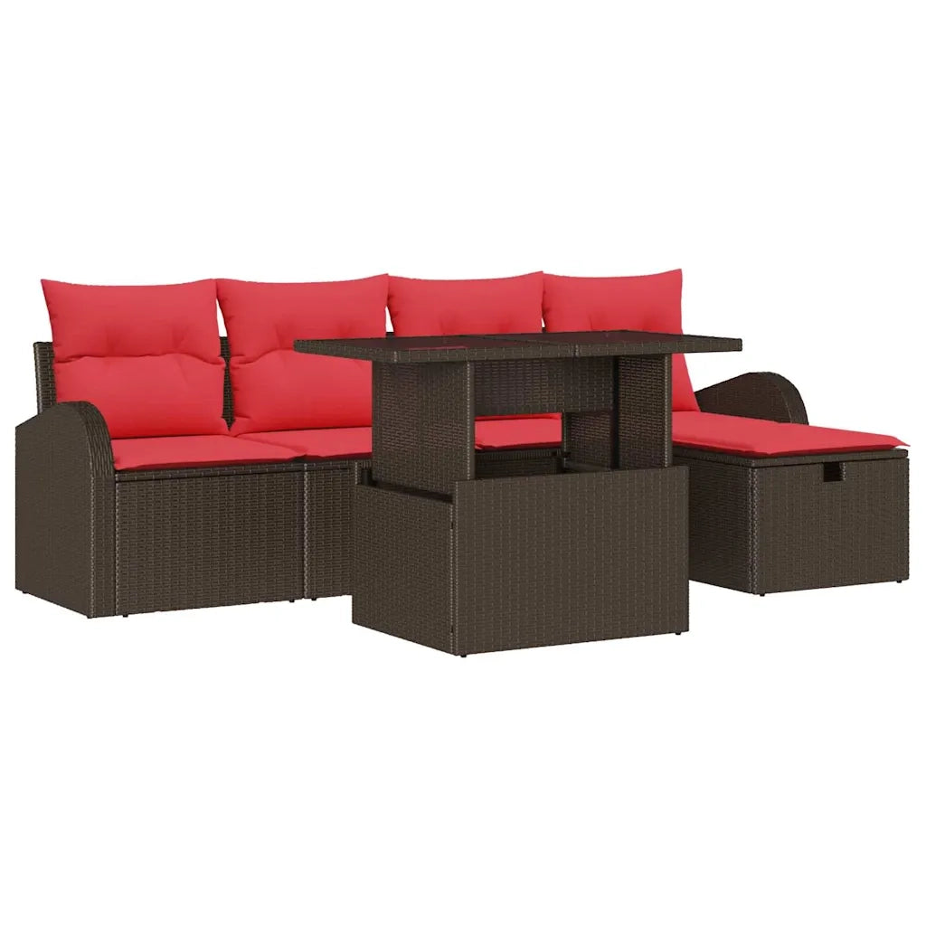Set Divano da Giardino con cuscino 6 pcs Marrone polyrattan 3359751
