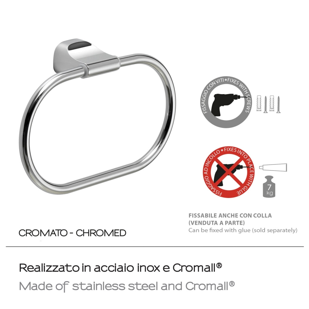 ANELLO PORTASALVIETTE STELVIO 21XH13CM CROMO.