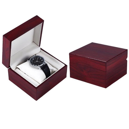 Scatola di Regali in Legno - Organizzatore di Accessori per Orologi - Marrone - Cuscino Rimovibile - Sostenibile - 11,25 x 10,05 x 6,85 cm - Scatola per Orologi