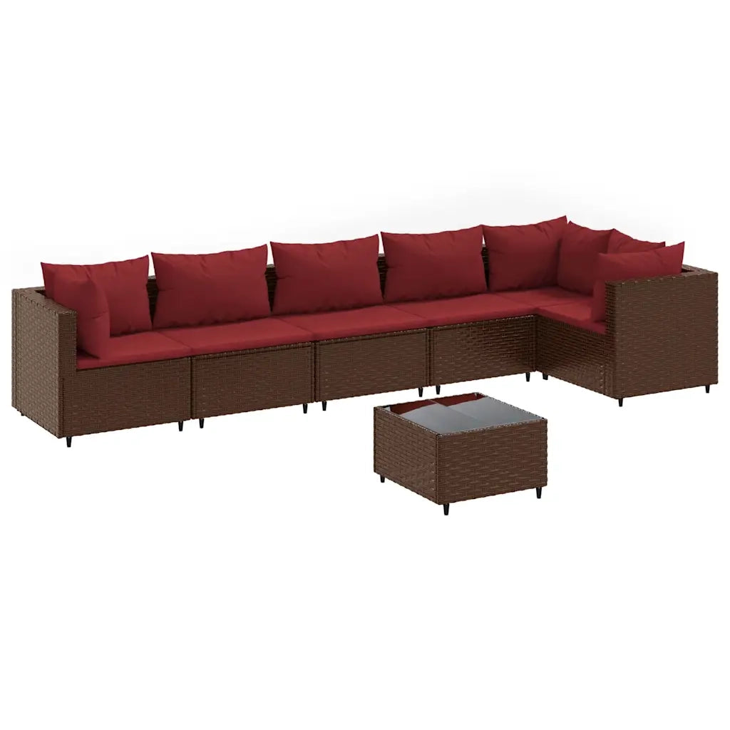 Set Divani da Giardino 7 pz con Cuscini in Polyrattan Marrone 3308117