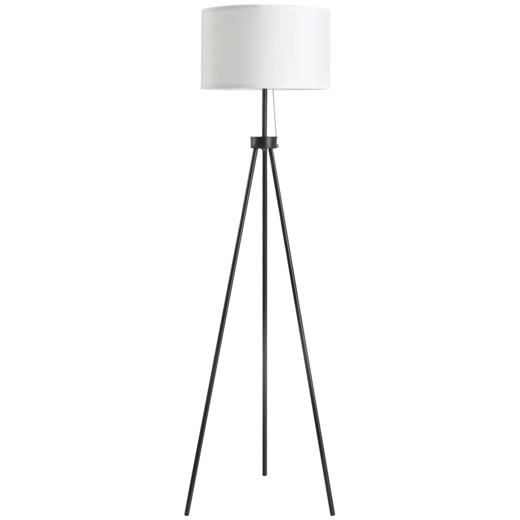 Lampada da Terra con Tripode in Metallo e Paralume in Tessuto ¨C Minimal ¨C ?37x152 cm