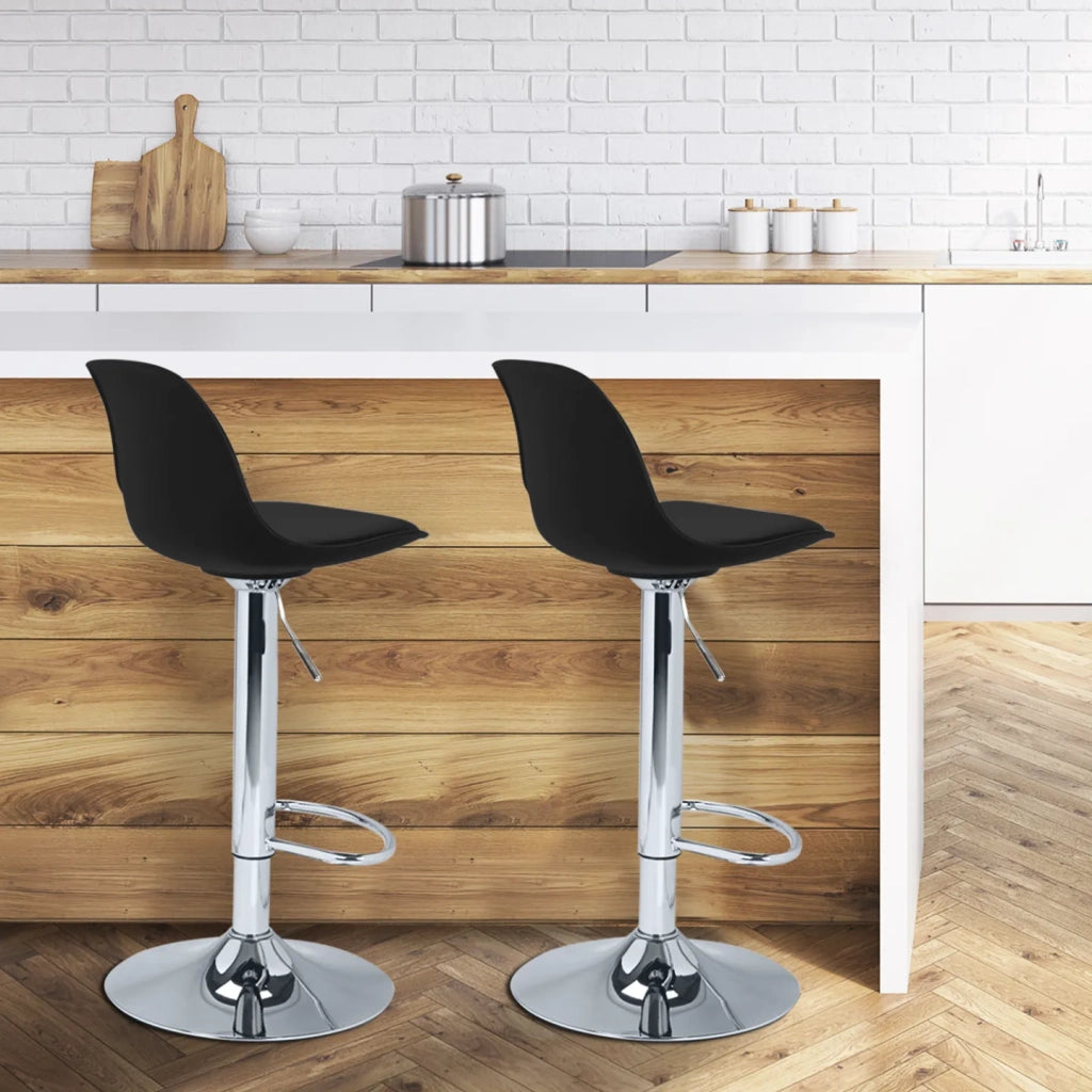 IDMarket - Set di 2 sgabelli da bar design neri KARL
