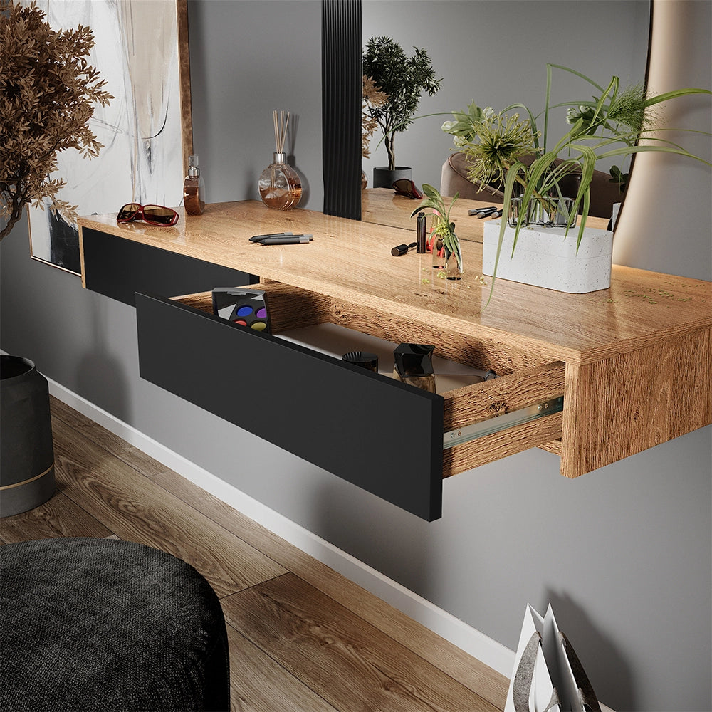 Vicco Tavolo da toeletta Nero 120 cm con 2 cassetti