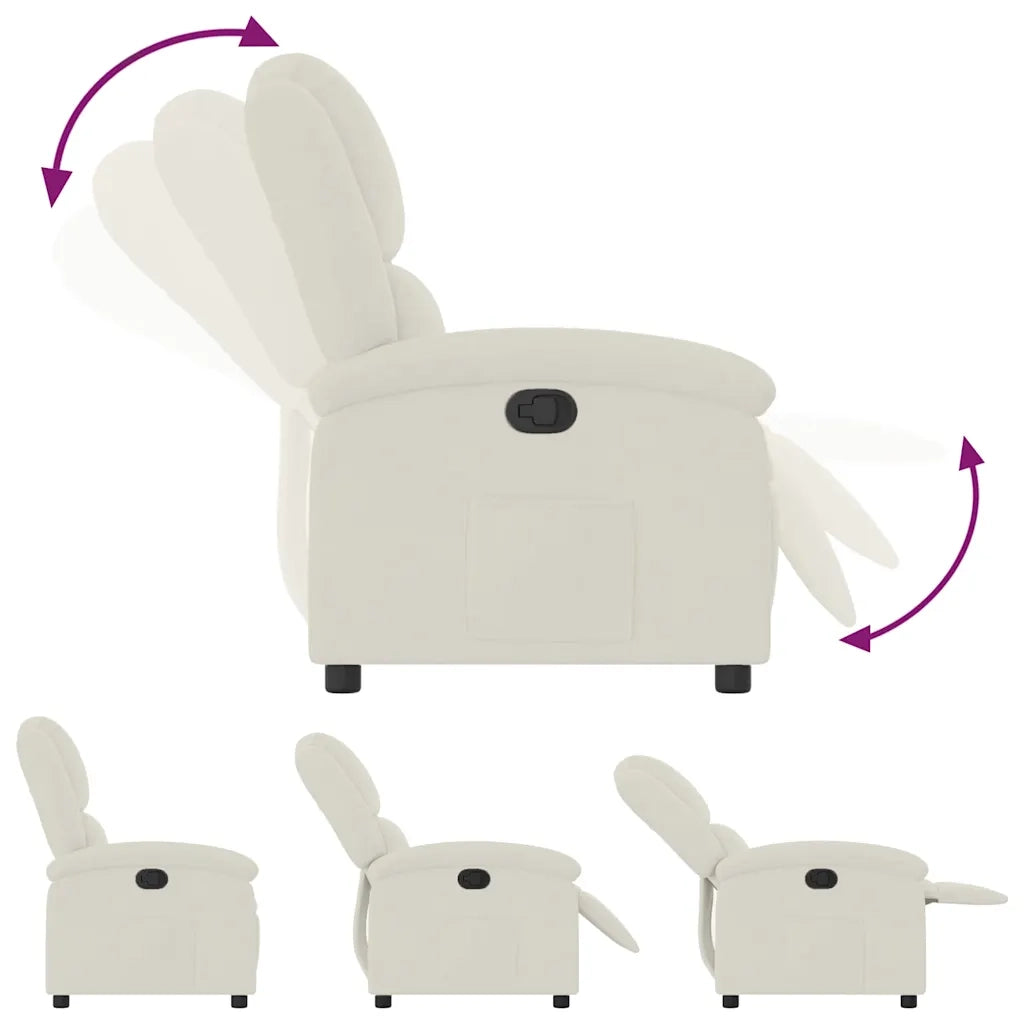Poltrona | Sedia Relax reclinabile in velluto crema