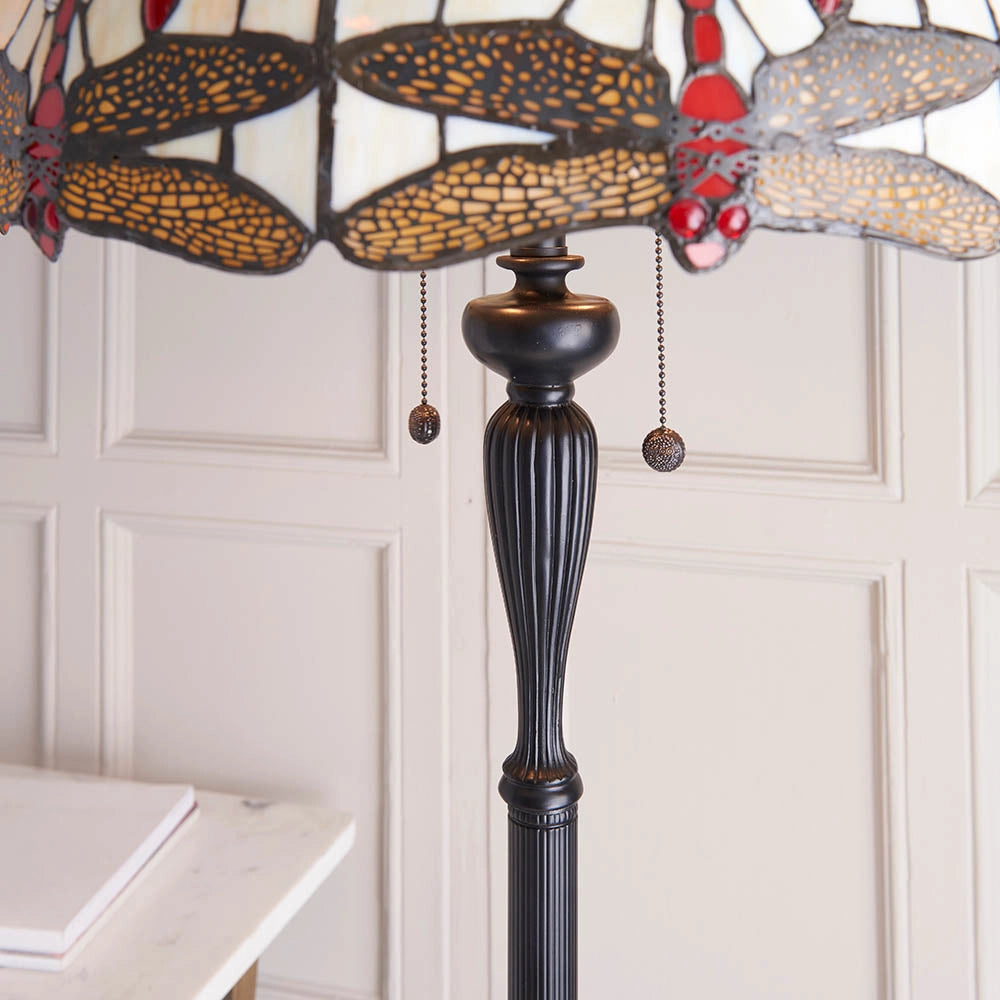 Lampada da terra Tiffany Dragonfly Beige 2xE27 tiranti