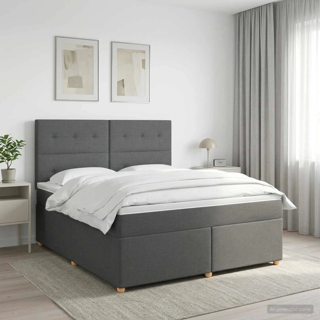 Letto box spring con materasso Grigio Scuro 140 x 200 cm 3453901