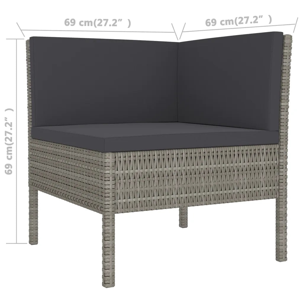 Set Divani da Giardino 8 pz con Cuscini in Polyrattan Grigio 3094358